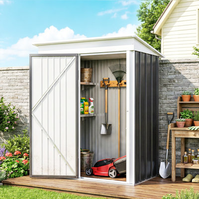 Bindiya 5 ft. W x 3 ft. D Galvanised Steel Pent Garden Shed