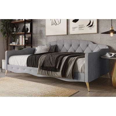 Lit de jour simple en velours Arwilla