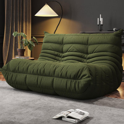 Fauteuil à billes de 52 po de largeur, causeuses modernes, grand fauteuil à billes pour adultes, fauteuils à billes pour adolescents avec mousse à haute résilience, canapé-lit à plancher antidérapant, salon