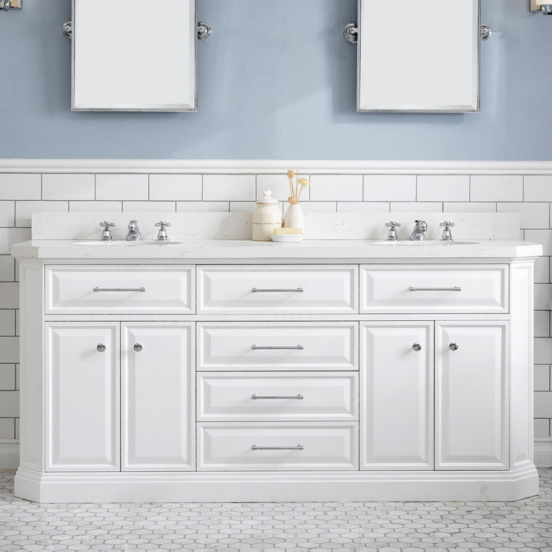 Palace 72'' W Double Vanity, Pure White, Polished Chrome