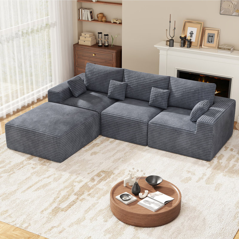 3 Seater Fabric Corner Sofa , Grey