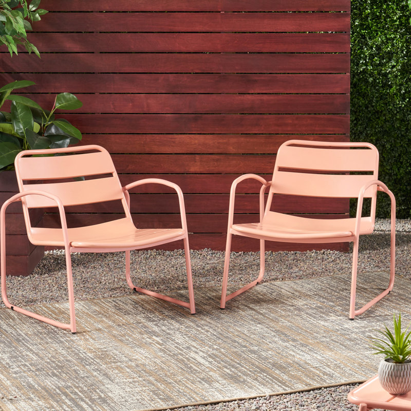 Chaise de style moderne corail, l 26,45 po x P 24,19 po, H 24,85 po, structure extérieure en métal