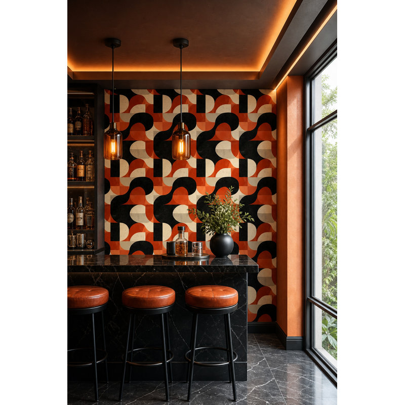 Décoration murale amovible de style rétro Mid-Century, Peel and Stick