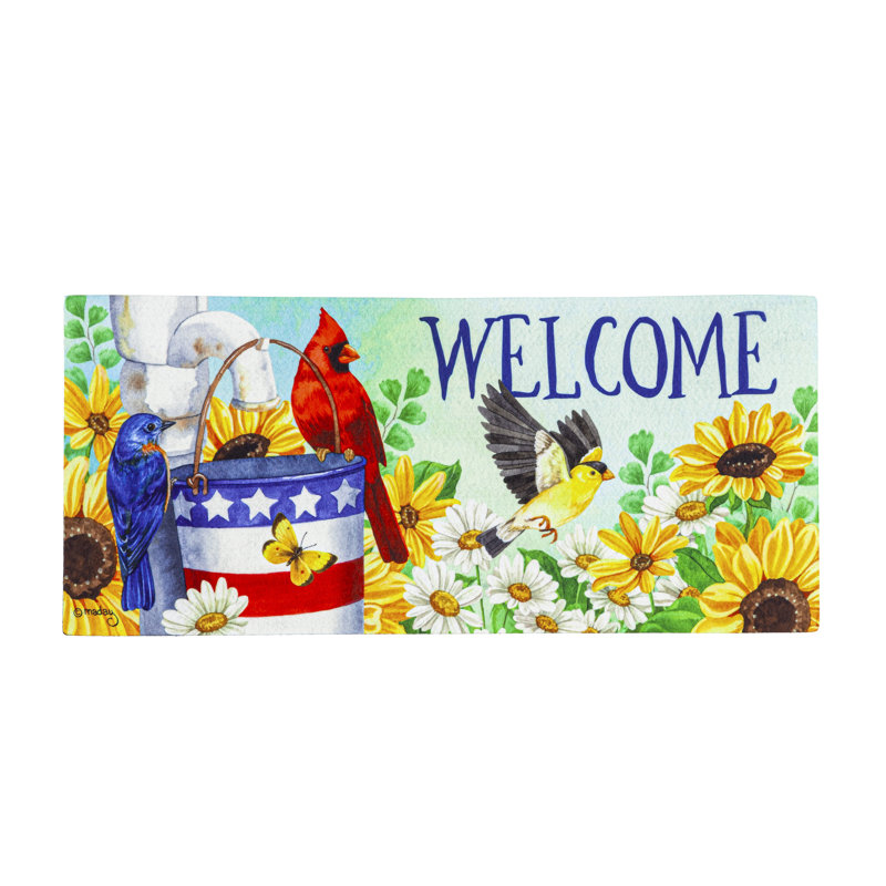 Tapis de porte d'extérieur antidérapant Elyijah 22 po x 10 po