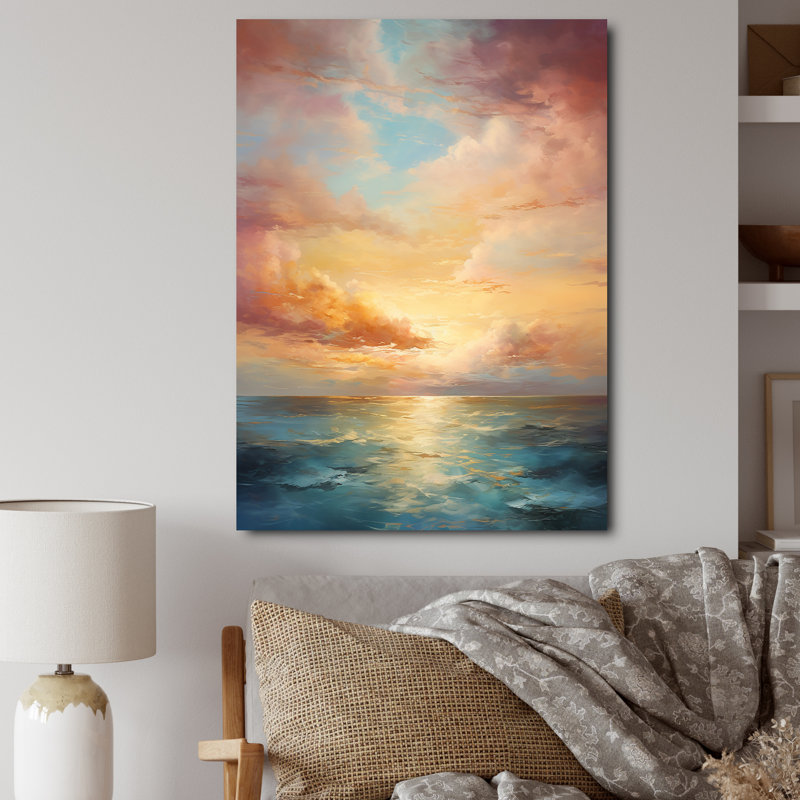 Symphonie céleste du coucher du soleil sur l'océan Alyzzé - Impressions encadrées au coucher du soleil, Toile tendue