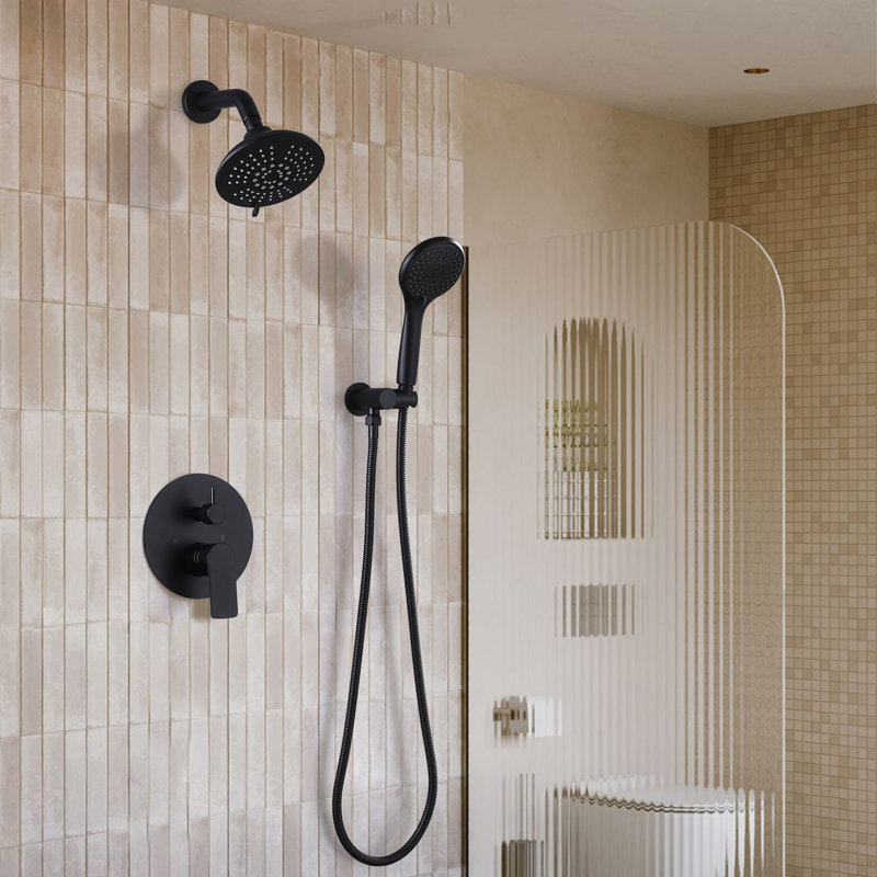 Ensemble de douche 6 po Modern, Noir mat avec boîte intégrée
