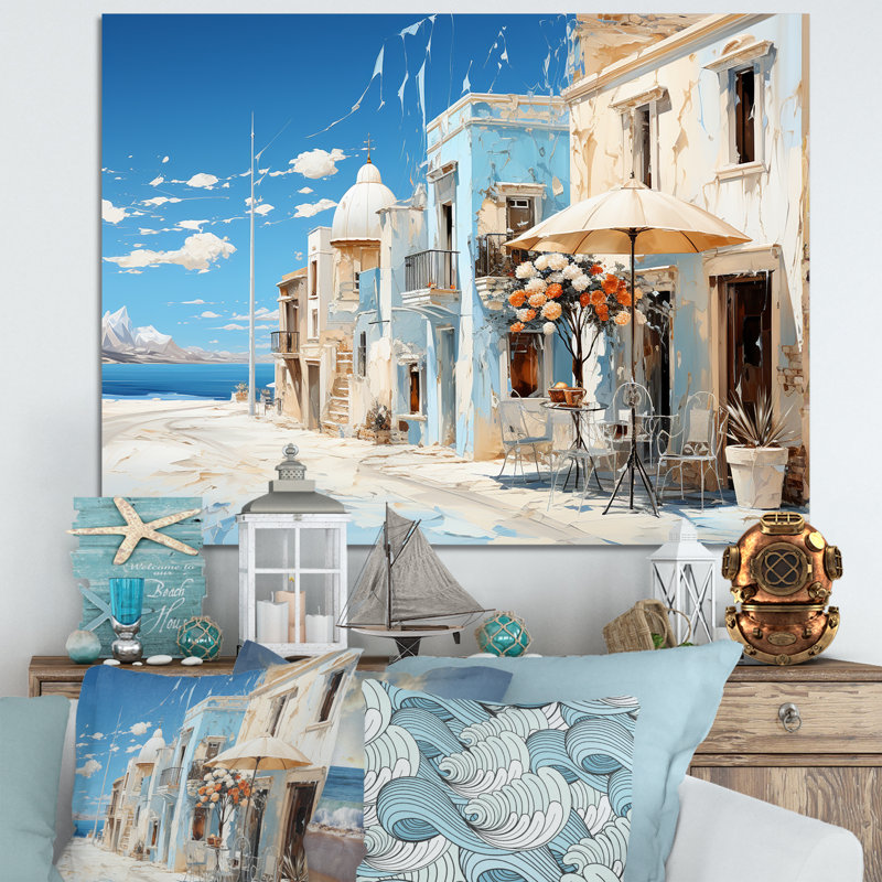 Azure Street en Grèce, H 30 po x l 40 po x P 1,5 po, Toile tendue