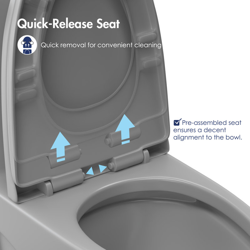 Reno Elongated Toilet Seat, Soft-Close & Quick-Release, Glacier Gray