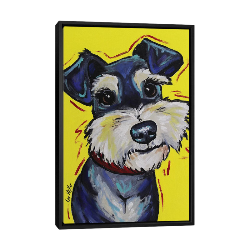 Reproduction sur toile tendue «Schnauzer Mr Foozootie» de Hippie Hound Studios, H 26 po x l 18 po x P 1,5 po, Pas de tapis