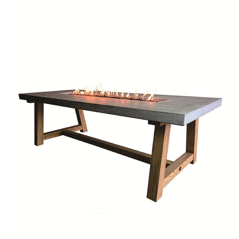Rectangle Concrete Smokeless Fire Pit Table, Propane