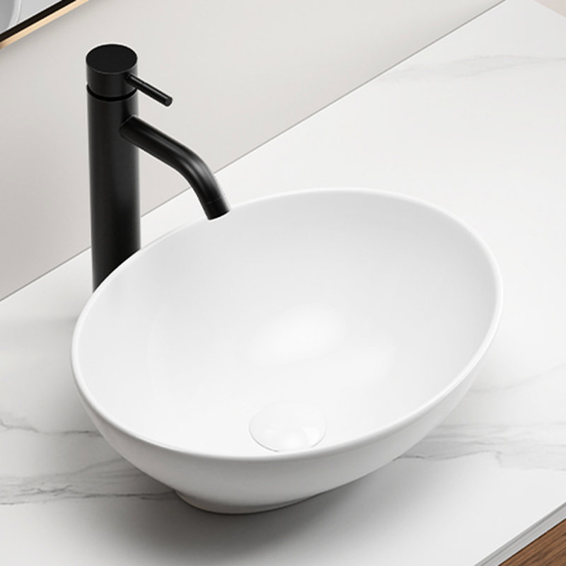 Évier ovale blanc 16 po x 13 po 5,5 po pour comptoir de salle de bain - look élégant, entretien simple, conception de cuve de construction durable, construction, installation rapide
