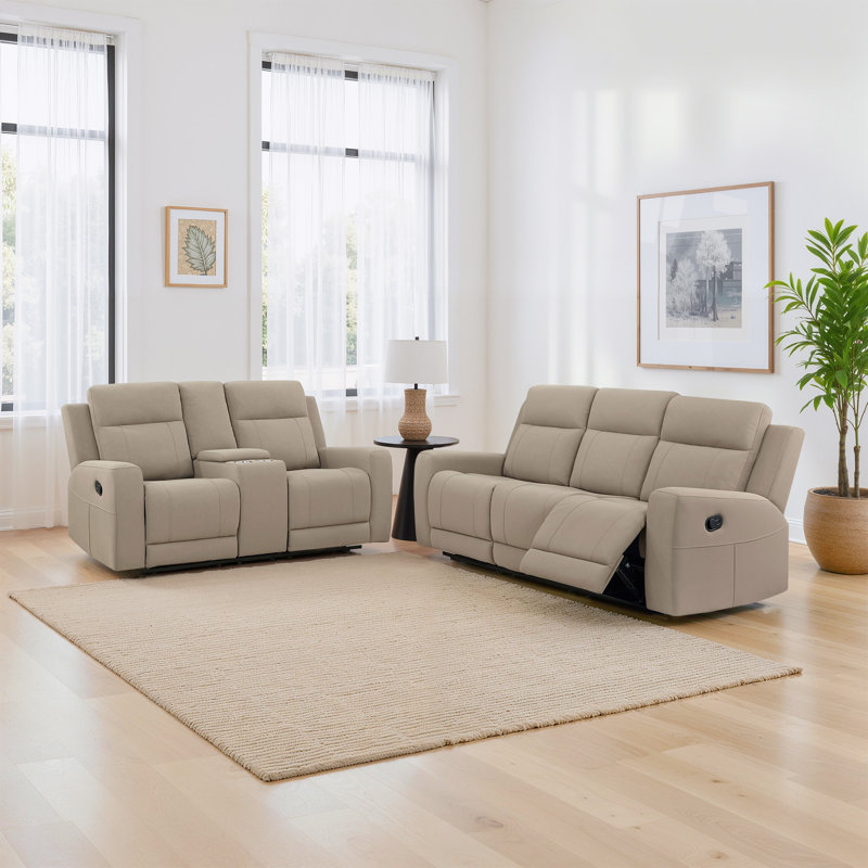 Ensemble de canapé inclinable 2 pièces Jessa, Taupe
