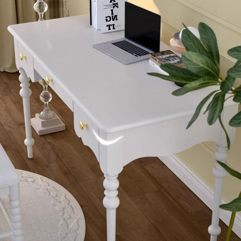 Bureau en bois massif de style français, Blanc