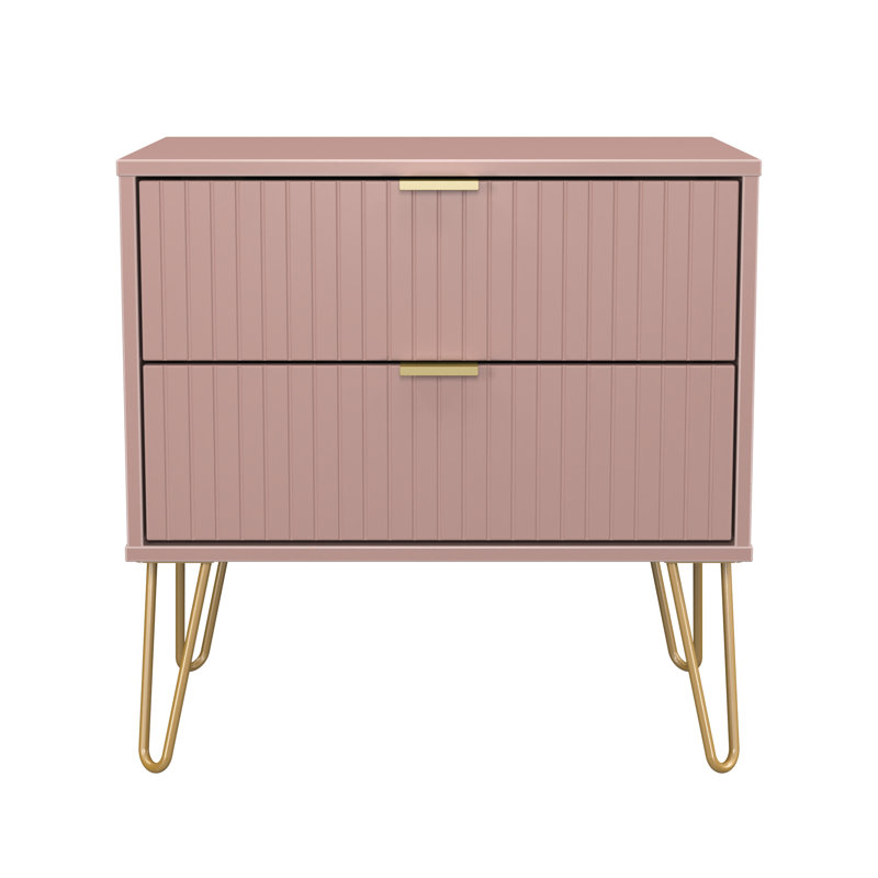 Beranda 58cm W Manufactured Wood Bedside Table, Kobe Pink