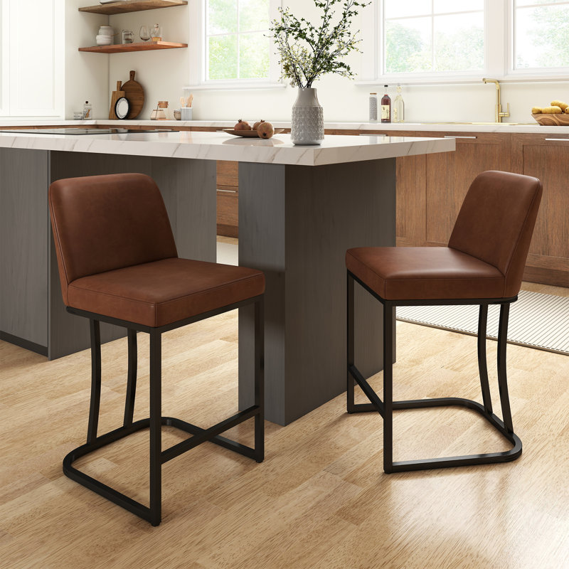 Tabouret de comptoir rembourré 24 po, Brun
