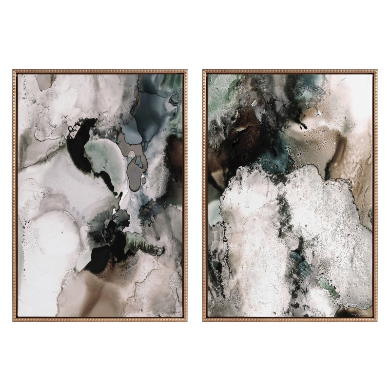 «Beaded Contour Flow I and II», ensemble de toiles encadrées par Amy Lighthall