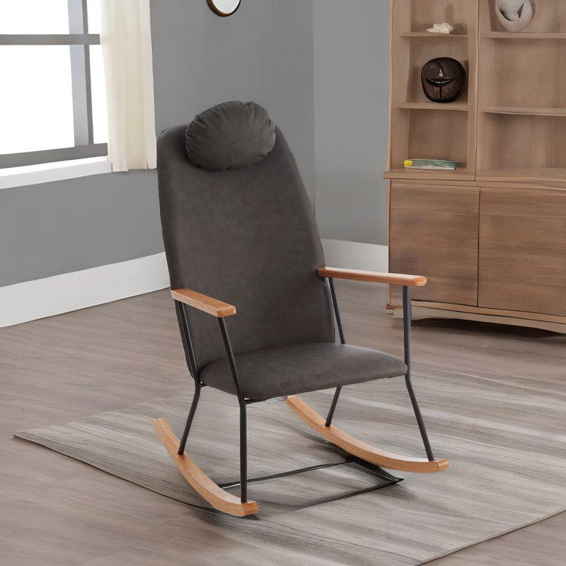 Chaise berçante réglable avec appui-tête, Gris foncé