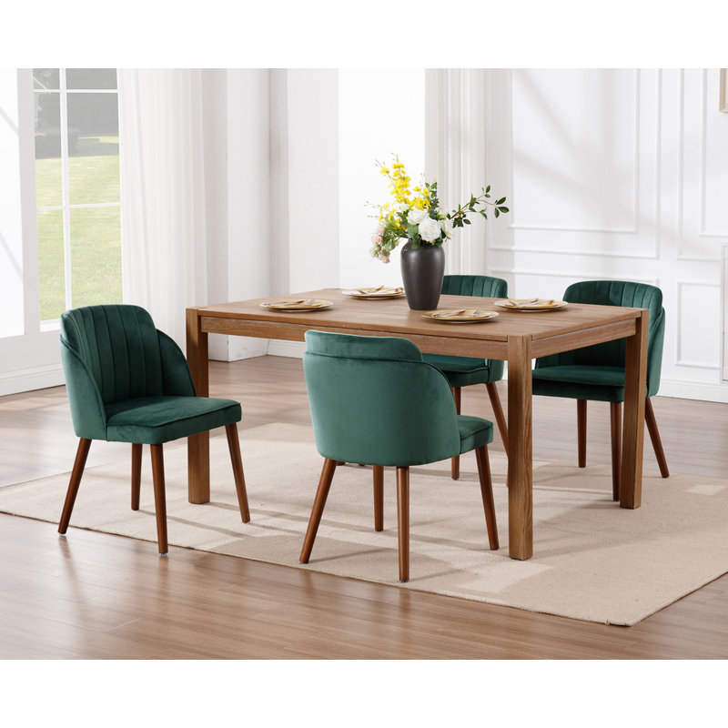 Upholstered Dining Chair Wood Frame Side Chair Armless Chair for Dining Room/Living Room, Green, Green