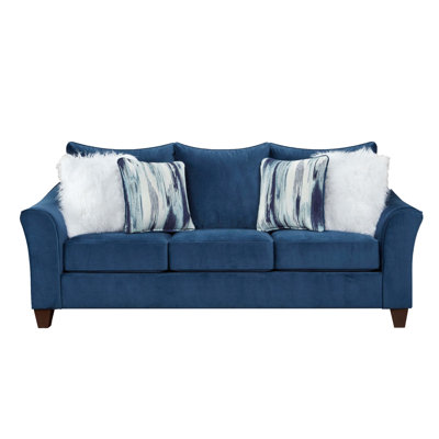 Comfortable Microfiber Pillow Back Sofa with Flared Arms, Ideal for Relaxation and Enhancing Living Space Ambiance