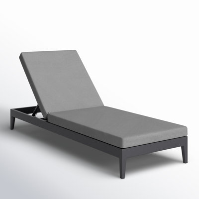 Elza Outdoor Patio Adjustable Chaise Lounge Chair In Aluminum With gray Cushions