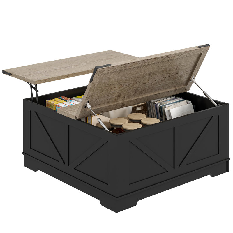 Table basse 17 po 17 po Farmhouse, Gris-noir