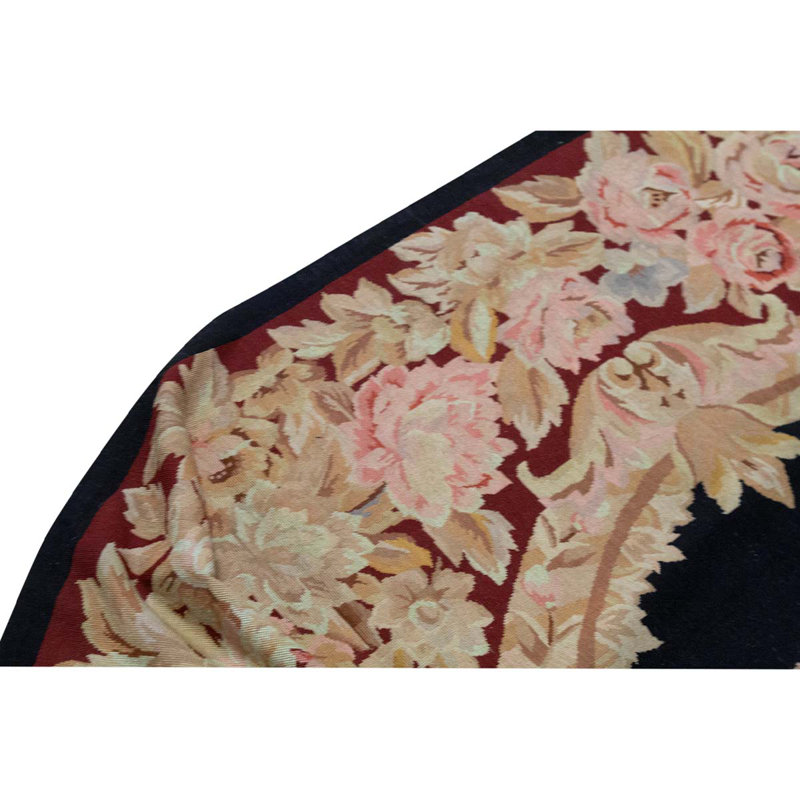 Tapis beige / vin / noir noué à la main de haute qualité