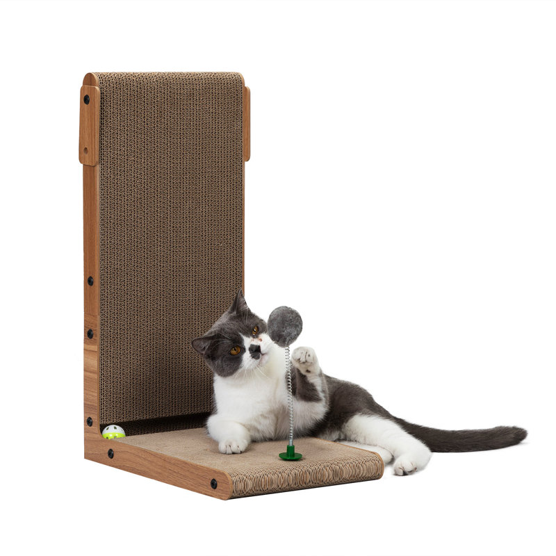 Grattoir pour chat avec cloche et jouet intégré