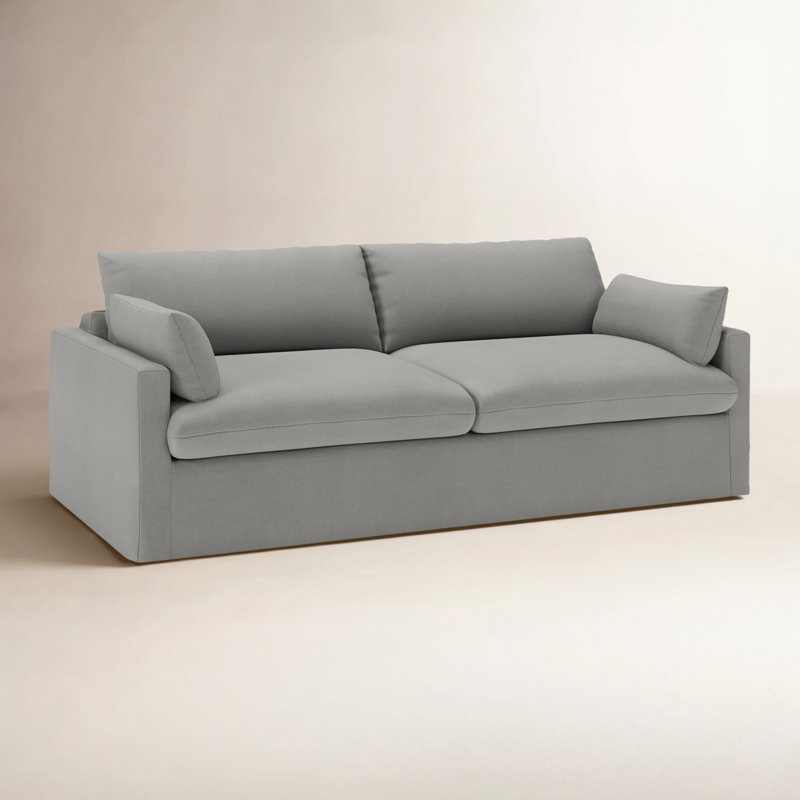 Luna 90" Cotton Sofa, Bayou Light Gray Canvas
