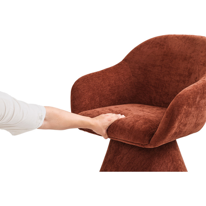Chaise de salle à manger pivotante à 360 degrés avec pied conique, fauteuil d'appoint rembourré de forme cylindrique avec dossier en S