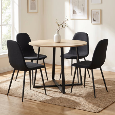 Ensemble de salle à manger 5 pièces 35,4 po avec 4 chaises d'appoint rembourrées