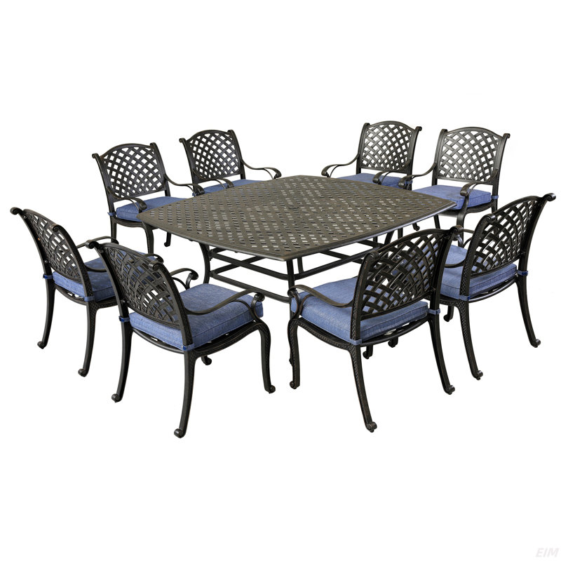 Square 8 - Person Dining Set, Antique Navy Blue