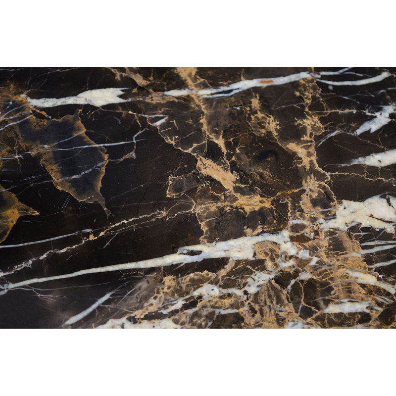 Razor Marble End Table, Black/Brown/Ivory/Black Powder Coating