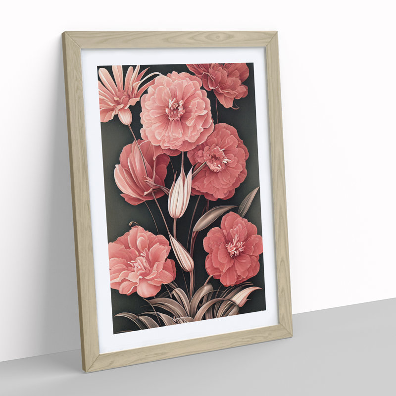Uplifting Flowers - Wall Art, 48cm H x 36cm W, Oak Picture Frame, White