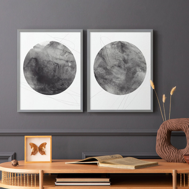 Graphite Moon I-Premium, reproduction encadrée prête à accrocher - aucun clou requis - aucun clou requis, H 11 po x l 18 po