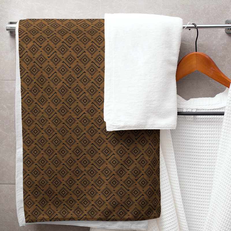 Katelyn Elizabeth Cotton Blend Bath Towel, Black/Orange