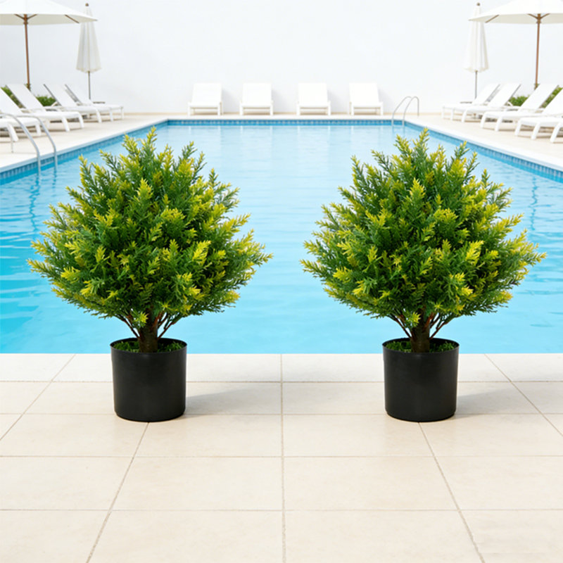 2 arbres artificiels en forme de boule topiaire artificielle en T de 19 po (ensemble de 2)
