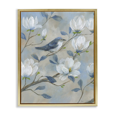 Cadre flottant Blue Bird & Magnolia, design par Nan