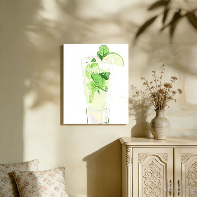 Mojito cocktail, art mural sans cadre, L 36 po x l 24 po