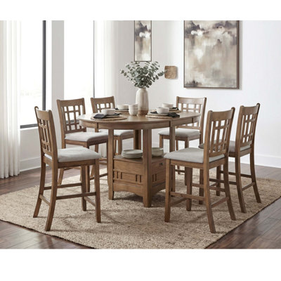 Modern Counter Height Dining Set with Extendable Table and Storage Base