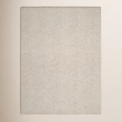Wheaton Taupe Hand-Tufted Wool Chevron Rug