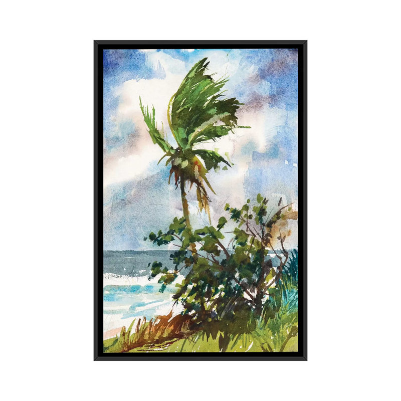 " Ocean Breeze " by Richard A. Rodgers, 26" H x 18" W x 1.5" D, Black Framed Canvas, No Mat