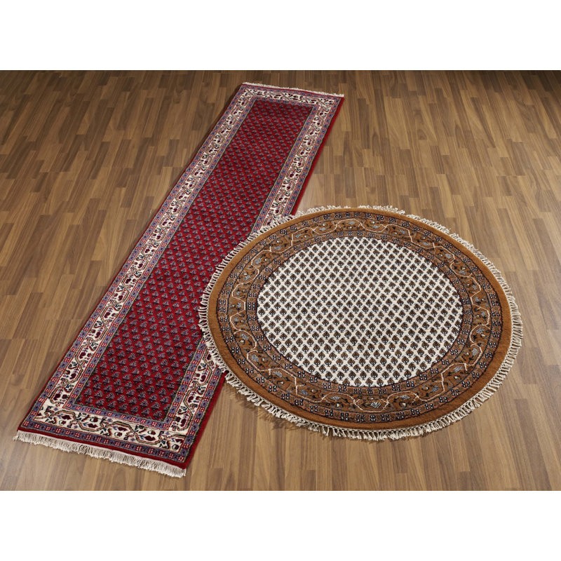 Mir Hand Knotted Wool Red Rug, Round 150 x 150cm