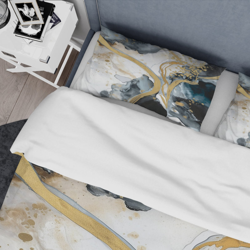 Ensemble de housse de couette en marbre texturé en microfibre / polyester Marble