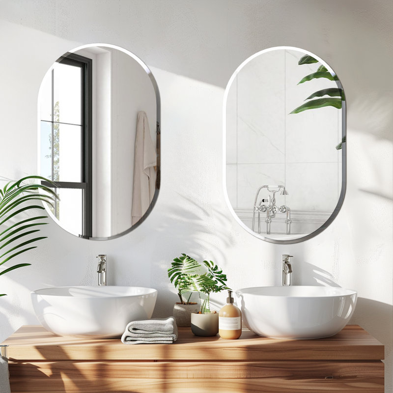 Rithi Long Oval Flat Wall Mirror, 80cm x 50cm