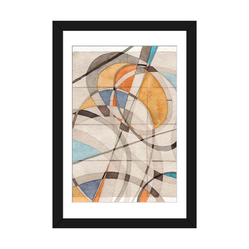 « ovales & lines i », impression sur toile, H 24 po x l 16 po x P 1 po, Papier d'art encadré noir, Blanc