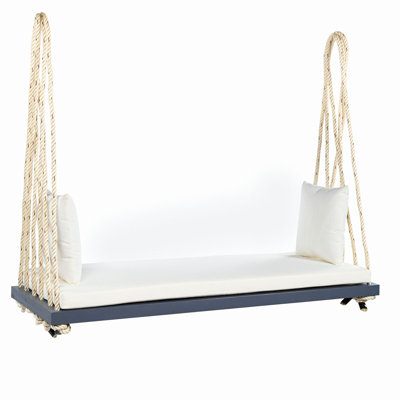 Balancelle de patio en bois, banc de balancelle avec coussin et coussins, cordes en chanvre de 10,8 pi pour le jardin, la cour et la pelouse