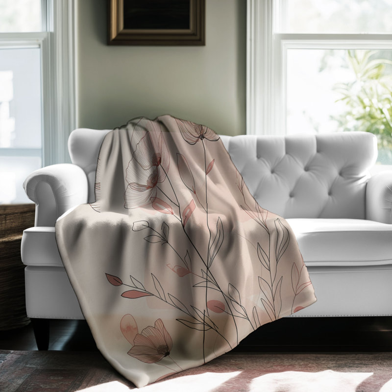 Imperfect Pink Florals - 1 Piece Premium Sherpa Blanket, Twin