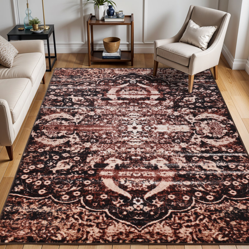 Tapis intérieur rustique 100% nylon Myrick Oswell Medallion, Rectangle 4pi x 6 pi