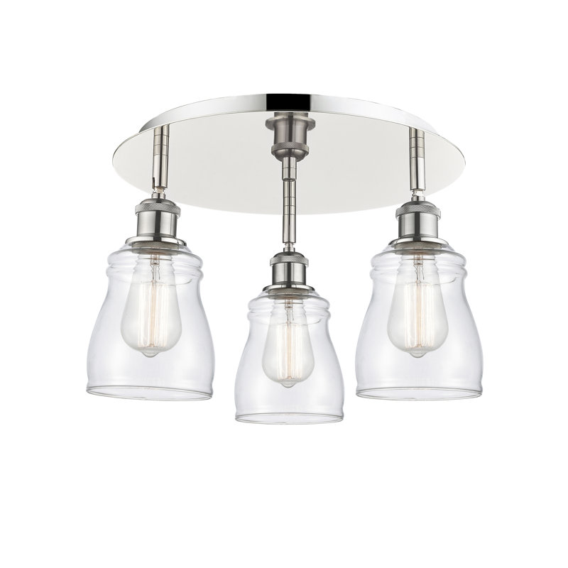 Bernaldino Glass Flush Mount, Clear, Polished Nickel