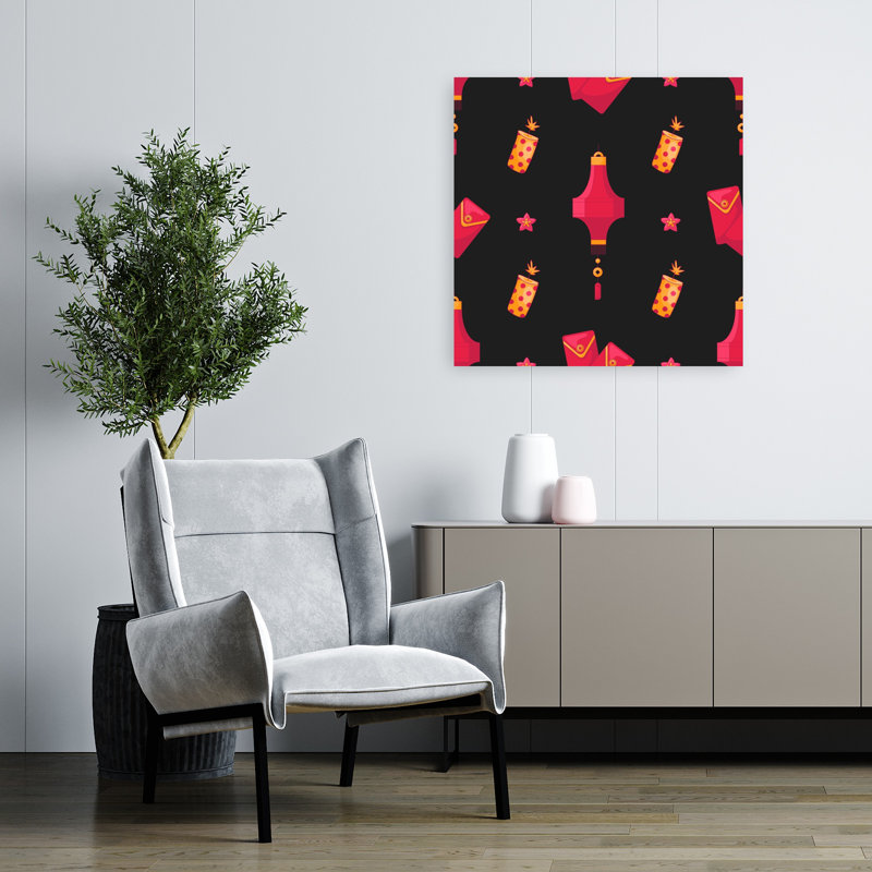 Motif de nouvel an lunaire, fleur traditionnelle, H 32 po x l 32 po
